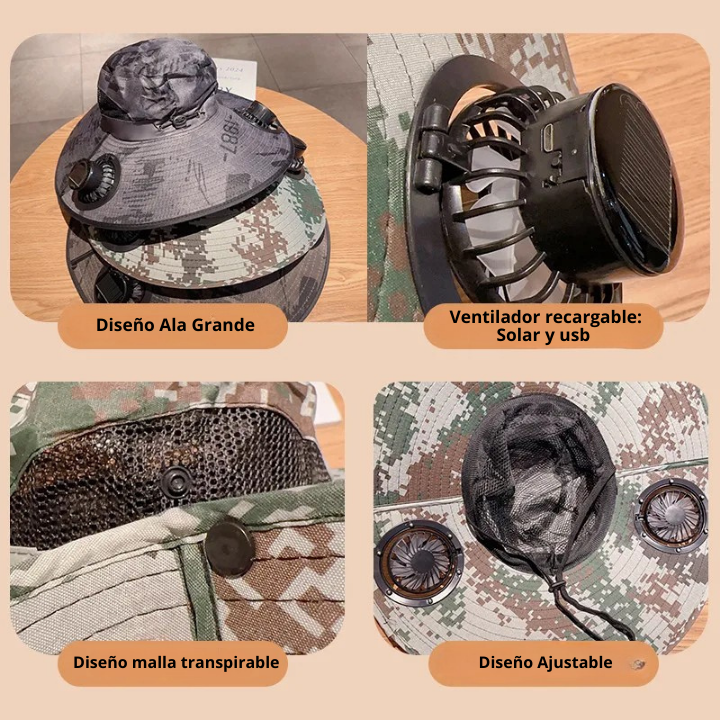 ☀️Solair™ Sombrero con ventilación Solar Inteligente🌪️ - RECARGABLE🔋