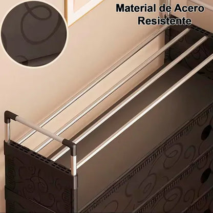 🦾MULTIRACK ZAPATERA 4 NIVELES ANTIPOLVO ➕ Percheros🎁